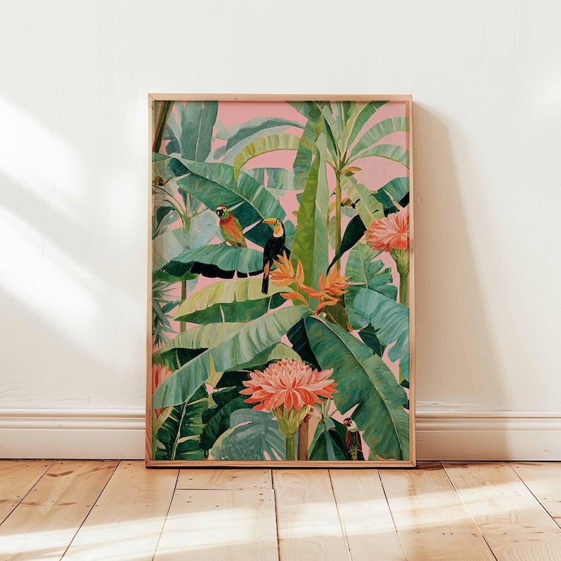 1pc Retro Tropical Canvas Post - Home Office Or ulasan dan harga