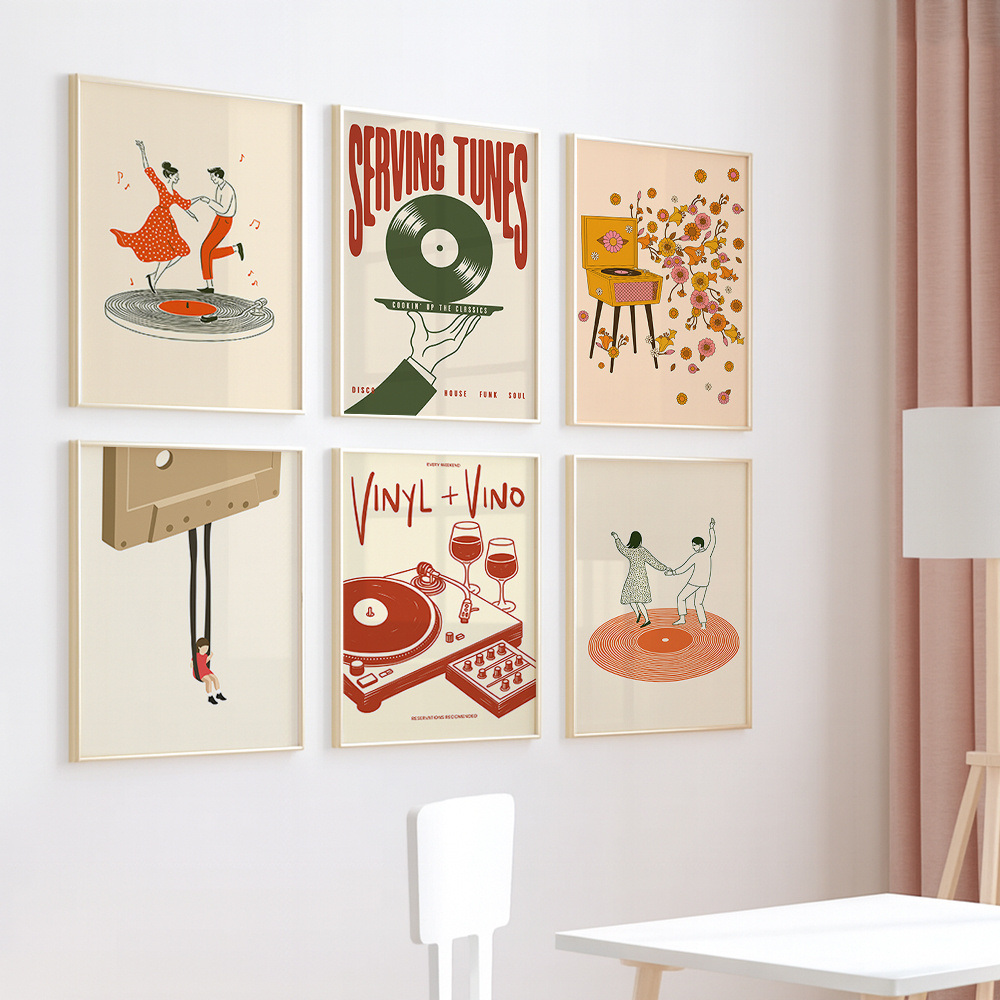 1pc Vintage Music Canvas Poste - Home Office Or ulasan dan harga