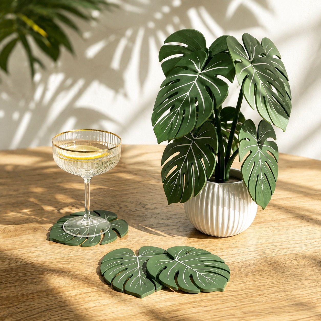 Monstera Plant Coasters 3D Pri - Home Office Layout ulasan dan harga