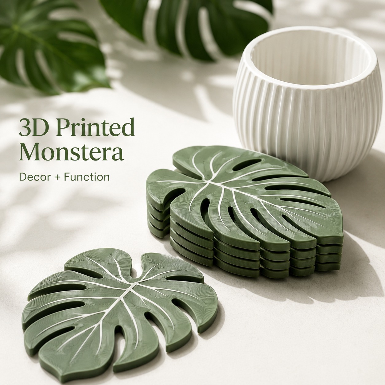 Monstera Plant Coasters 3D Pri - Home Office Layout ulasan dan harga