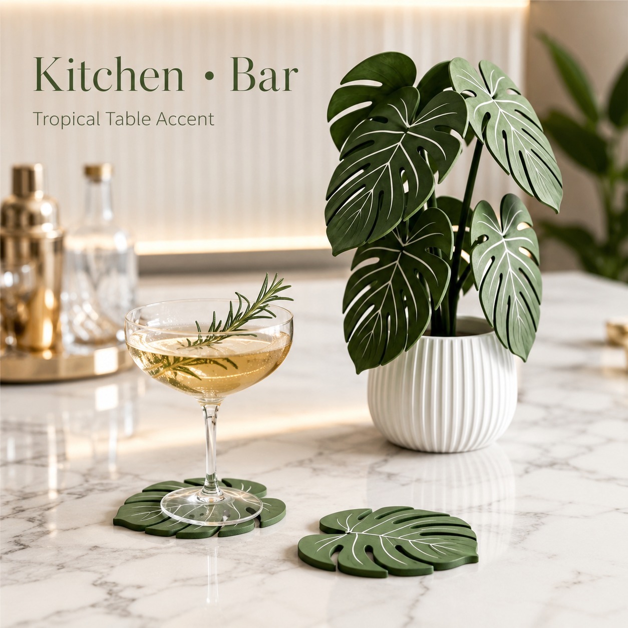 Monstera Plant Coasters 3D Pri - Home Office Layout ulasan dan harga