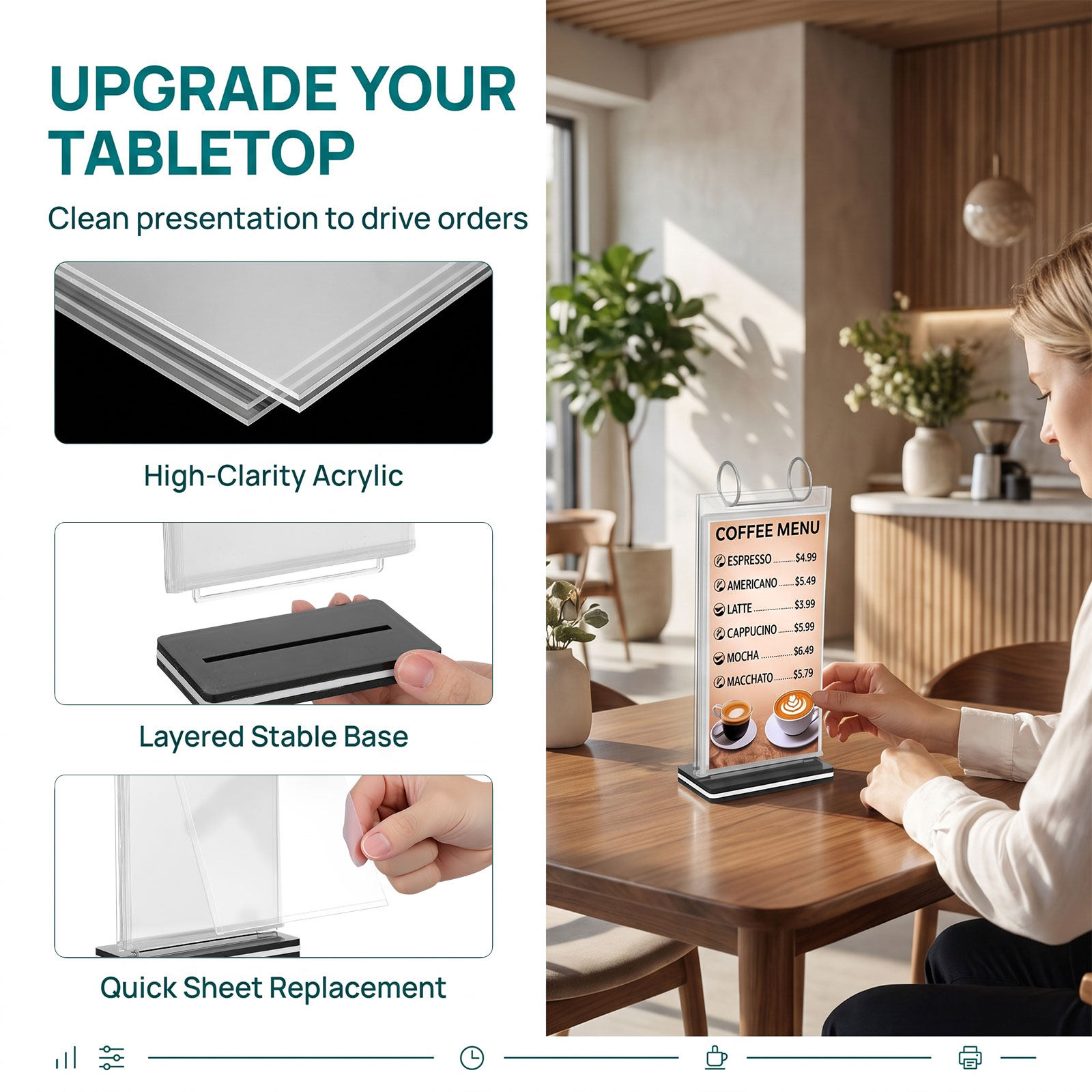 2Pcs Flip Display Menu Stand S - Document Holder Stand ulasan dan harga